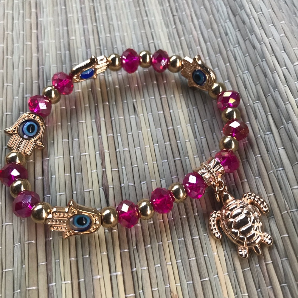 HAMSA Bracelet With Turtle Charm!